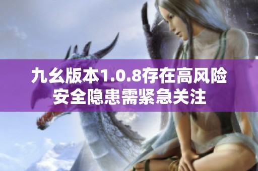 九幺版本1.0.8存在高風(fēng)險安全隱患需緊急關(guān)注