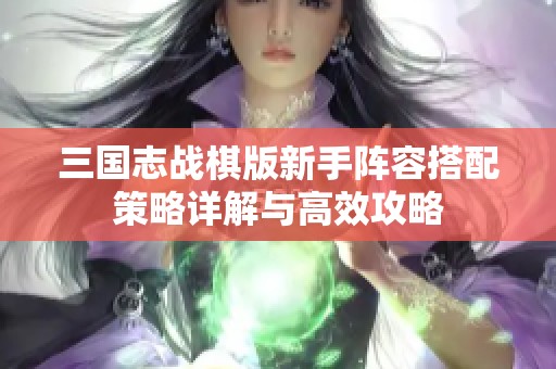 三國志戰(zhàn)棋版新手陣容搭配策略詳解與高效攻略